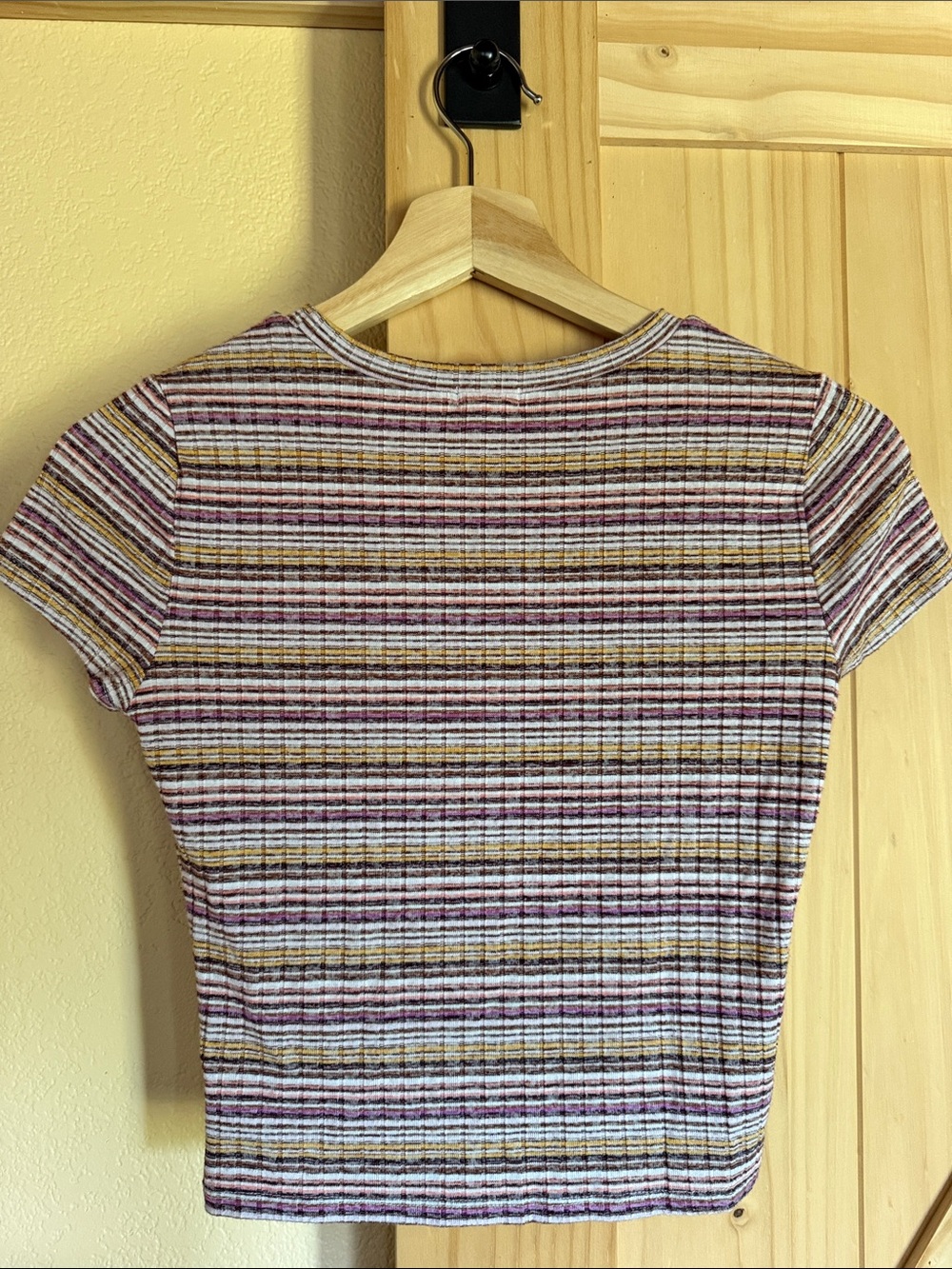Garage Short-Sleeve Ribbed Tee in Purple, White & Tan Stripes - Picture 5 of 6